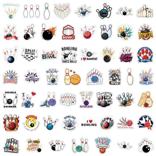 Bowling Stickers voor jongeren en volwassenen, 50 stuks, bowling, vinyl stickerset, auto, motorfiets, fiets, skateboard, snowboard, bagage, laptop, koffer, helm, motorfiets, computer
