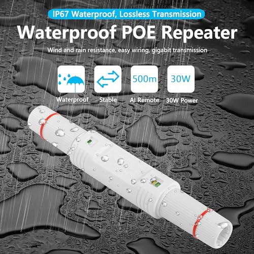 IP67 Waterproof PoE Extender 100m/250m Extension 10/100Mbps Outdoor PoE Repeater RJ45 Ethernet PoE Extender voor IP Camera Plug and Play (White) 5