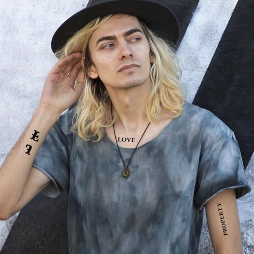 20 Vellen Tijdelijke Tattoos Zelfklevende Letter Tattoos Stickers 5 Verschillende Letter Styles Waterdichte Zwarte Fake Tattoo Stickers DIY Naam Tattoo voor vrouwen en mannen 3