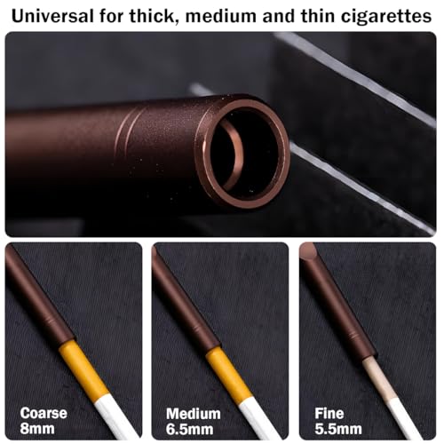 Sigaret Filter, Dujelixa Bruin Roken Filters, Metal Tar Filters 8mm/6.5mm/5.5mm Drie Toepassingen, 1 stuks Sigarettenhouder (Bevat Filter Element) + 12 stuks Filter Element + 2 stuks Plastic 4