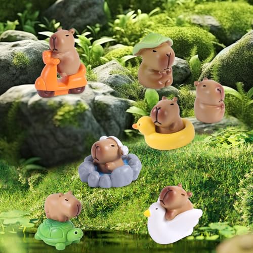 13 st. Mini Resin Capybara Beeldjes, Verzamelbare Dieren Speelgoed voor Auto Dashboard Decor Fairy Tuin Miniaturen Home Bureau Ornamenten DIY Ambachten Cadeau voor studenten Volwassenen 3