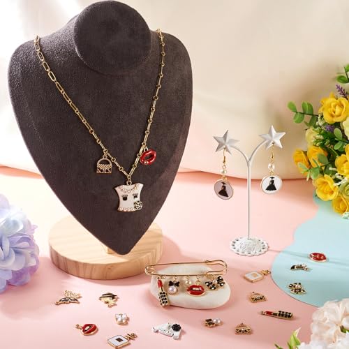40 st. Vrouwen Thema Legering Email hangers Lipstick jurk Rose Emaill Dangle Charms Vlinder Bowknot Handtassen Oorbellen Bedels voor DIY ketting armband sieraden maken, Email