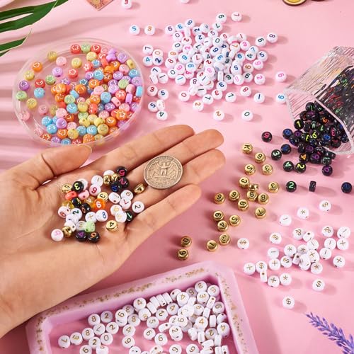 800 st Acryl kralen platte ronde Reading patronen Star & Flower & Mon &Heart patroon diverse acryl kralen Bulk Willekeurig aantal voor doe-het-zelf sieraden maken 5