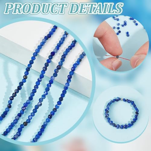 398Stuks Natuurlijke Lapis Lazuli kralen, 2mm Facet Ronde Losse Spacer kralen, Stone Kralen Strands voor DIY armband Kettingen sieraden ambachten maken, Gat: 0,6mm 5