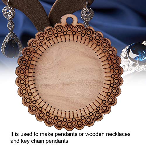 Houten Cabochon Base, 5PCS koord witte houten hanger ketting Base Tray Keychain Ronde Cabochon instelling 3