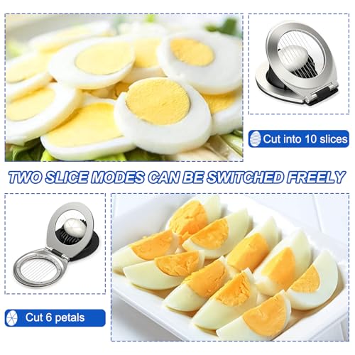 Eiersnijder Roestvrij stalen ei Pricker, Portable Egg Cutter, Egg Cutter voor ronde en ovale schijven, 2-in-1 Egg Slicing Tool voor eieren, Kiwi, Aardbeien 3