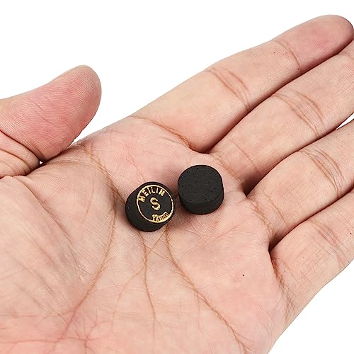 12mm Poolkeu Tips, 2 Pack Zachte Meerlaags Pool Biljartkeu Tips Gelamineerde Lijm-op Snooker Stick Tip Biljart Accessoires, zwart 4