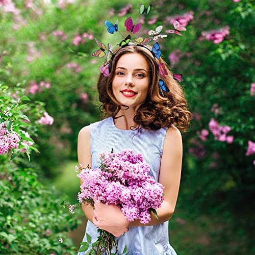 Butterfly Headband, Multicolor Butterfly Antenna, Headband Elegant Hair Hoop voor Vrouwen Meisjes Festival Party kostuum met haar touw 5