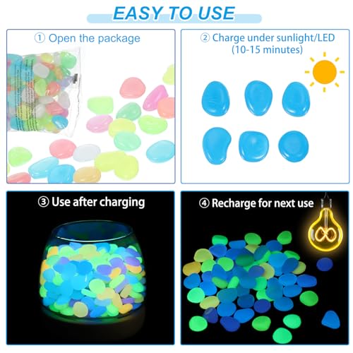 Lichtgevende stenen, 300 st Luminous Rocks voor Binnen Fish Basin Tuin Binnenplaats Landschap Cadeaus voor Vrienden, Licht Paars 4