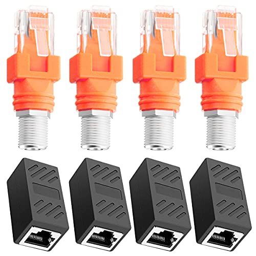 4pcs RF naar RJ45 Plug Converter RF Bus naar RJ45 Plug Coaxiale Plug Adapter voor kabeltracker met 4 RJ45 Koppelaars
