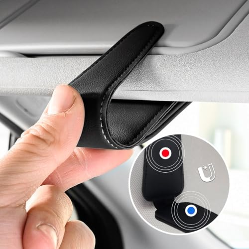 Verpakking van 2 auto glazen houders, Eenvoudig te installeren, Auto zonnebril houder, Magnetische auto glazen houder, Sun Visor, voor glazen, brandstofkaarten, visitekaartjes, visitekaartjes enz. 4