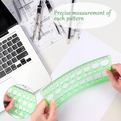 3 stuks tekening stencil meten Plastic stencil lineaal Quilt gereedschap Circle Liniaal voor tekengereedschap Multifunctionele ronde geometrische Stencil Liniaal tekenen set voor 5