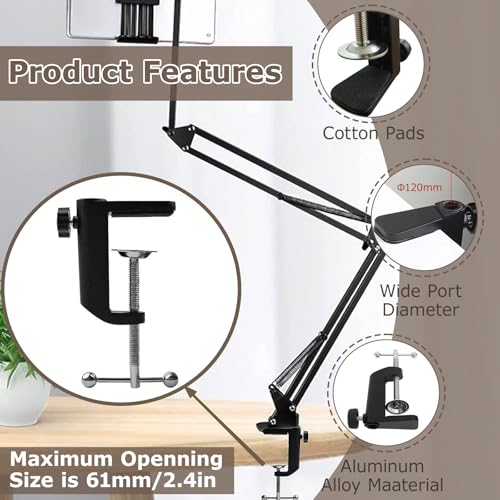Bureau C Klem, 2.4 Inch 61mm Aluminium Bureau Tafelmontage C Klem met dubbele anti-slip pads, voor Microfoon Arm, bureaulamp basis 5