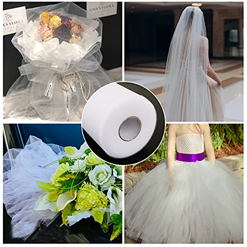 Tule Roll 91m x 30cm Witte Decoratie Tule Ambacht voor bruiloft Decoratie Banket Party Kerstmis Verjaardag Gifts Bow Stoelen Tutu rok 5