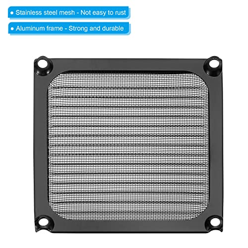 92 mm Ventilatorfilter Grills met schroeven, 4 pakkingen, Aluminium, roestvrij stalen frame, Mesh, Waterdicht, voor Computer, Beschermhoes, Zwart 4