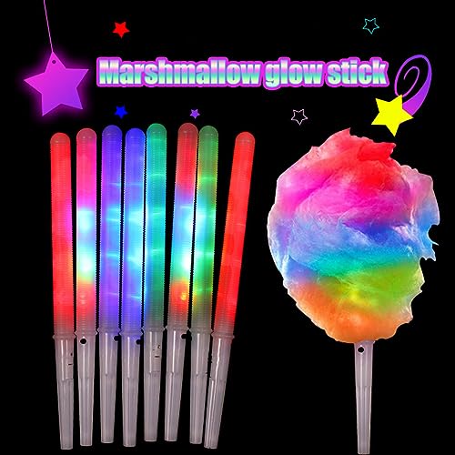 LED Luminous Glowing Sticks voor Cotton Candy Machine, 7 kleurinstellingen, V Shape Handle, Non-slip, Herbruikbare Marshmallow Sticks (WHITE) 3