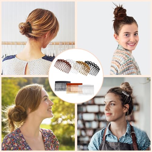 11 stuks Frans Side Hair Combs Twist Decoratieve Accessoires Plastic Headwear Accessoires Dames Hair Comb Decoratie voor vrouwen Bruids bruiloft Veil Meisjes Dikke (5 kleuren) 3