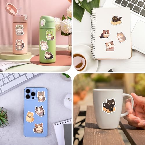 50 st. Leuke Cat Stickers, Cartoon Kawaii Kitten Stickers Waterdicht Vinyl Cat Stickers Cadeau voor dagboek Laptop Scrapbook Waterflessen Phone Caps Bagage 4