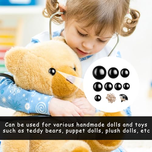 160 st. Haak dierlijke veiligheidsogen, Safety Eyes Large 10-30mm, Haak dierlijke ogen met ringen, Plastic veiligheidsogen voor het maken van teddyberen, DIY 4