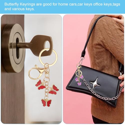 Butterfly Charm, Enamel Keychain Leuke vlinder hanger sleutelhanger tas accessoires Auto Ring Hanger voor Handbag Keys, Blauw 4