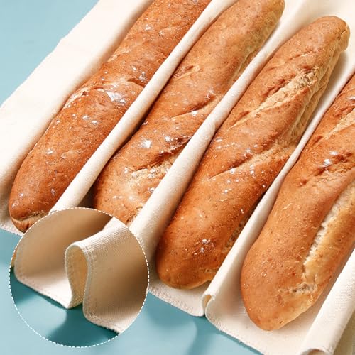 3 Pieces Linnendoek, Broodbakken, 75 x 45 cm Premium Baklinnen, Dough Cloth Premium Broodbak Accessoires, Natuurlijke Linnen Dough Cloth voor het bereiden van deeg en bakken 5