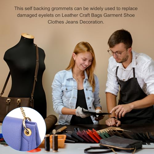 8mm (1/3 inch) Solid Messing Hole Eyes, 6 st Bow Surface Zelfdragende Grommets met Ring voor Schoenen, Kleding, Ambachten, Zak, Lederen Ambacht, Zwart 4