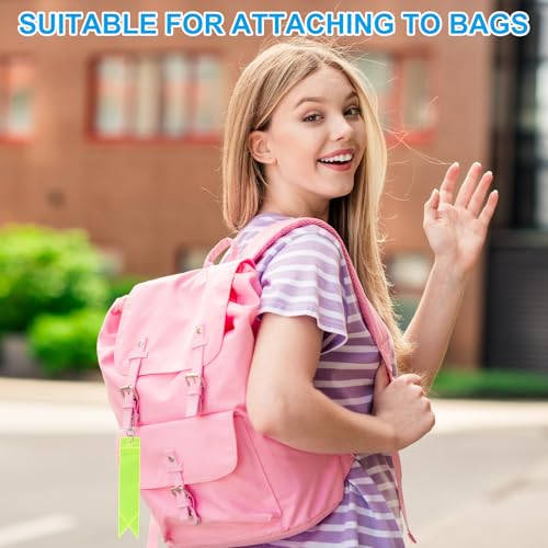 Veiligheidsreflector 15.2 x 2,5cm, 12 Pieces Reflector Tag Hanger Reflectieve veiligheidssleutelhanger voor Rugzak Fietsen Running Rolstoel, Oranje 5