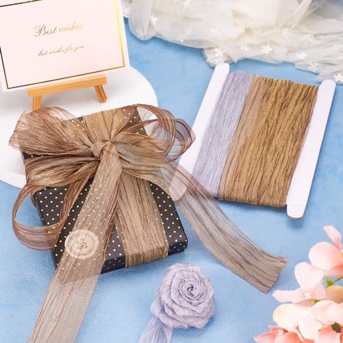 10 Yards Soft Tulle Libbons 38MM Wide Polyester Rimpel Libbons 2 Kleuren Silky Mesh Libbon Zachte Organza voor Party Gift Wrapping Onkruid Bow kostuums