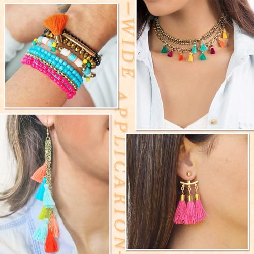 50 st. Mini Tassel Pedants 25 Kleuren Katoen Tassel Hangers met Plastic Zoek kleurrijke Tassel Hangers voor DIY oorbellen Ketting Gordijn Decoratie Sleutelhangers 3