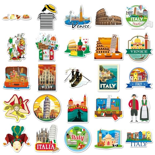 Italië Stickers voor tieners en volwassenen, 50 stuks, Italië Waterdichte Vinyl Sticker Set, Auto, Motorfiets, Fiets, Skateboard, Snowboard, Bagage, Laptop, Koffer, Helm, Motorfiets, Computer 4