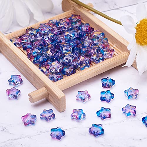 100Stuks glazen ster kralen, gespoten kleur kleur twinkling ster kralen met gouden folie voor DIY oorbellen ketting Choker armbanden sieraden maken gat: 1mm 4