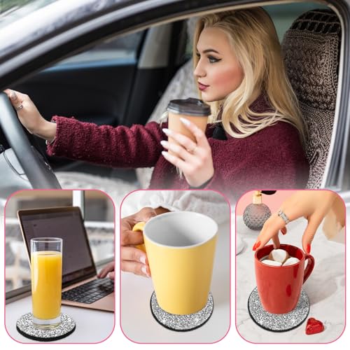 Auto Cup Coaster, 2 stuks Bling Cup houders, Kristal Rhinestone Non-slip schokbestendig Voertuighouders Coasters Drinkbeker Mat Universele Inzet Auto Interieur Accessoires voor 5