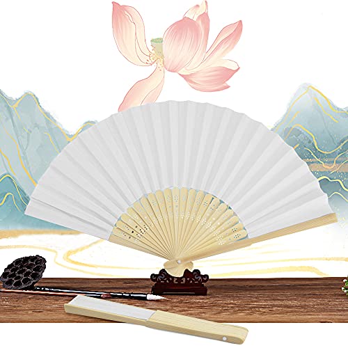 Verpakking van 20 Witte Ventilatoren voor Bruiloft Hand Ventilator DIY Papier Fans met Bamboo voor bruiloft, Verjaardag, Afstudeerbal, Zomerfeest 4