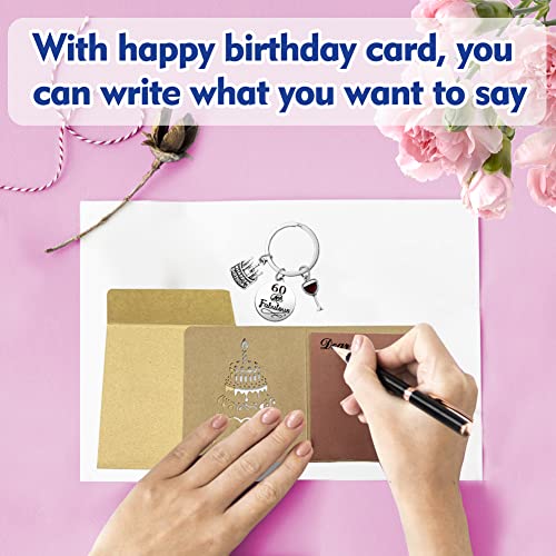 verjaardag sleutelhanger, verjaardag cadeau vrouw voor mannen verjaardag prachtige sleutelhanger geschenk met gelukkige verjaardag kaart, zilver., Een maat, zilver 3