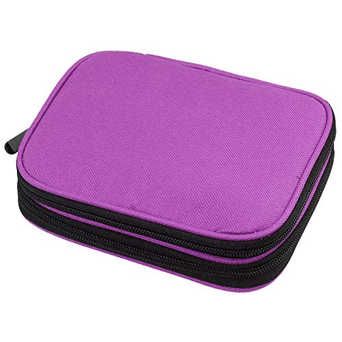 Gehaakte haakpotlood kast organizer breinaalden opbergzak rits draagtas met dubbele laag zakken, voor het dragen van breinaalden en andere accessoires, tot 20cm, paars, paars 5