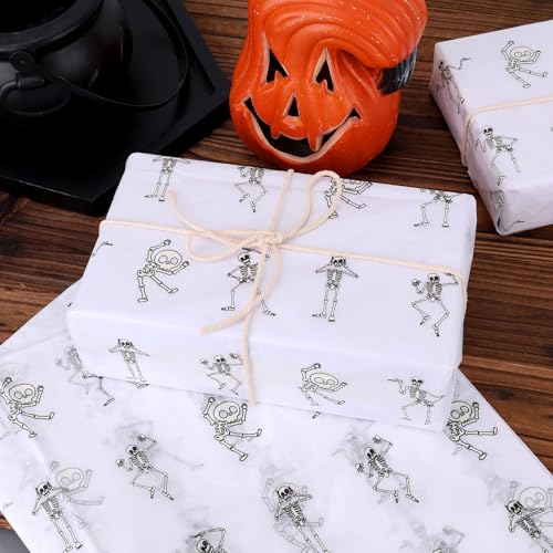 30 Sheet Skeleton Paper, 35x50cm Halloween Cadeaupapier voor Halloween Party Favors Art Decorations DIY Crafts 3