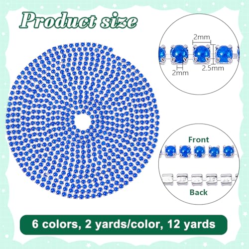 12 Yards 6 Kleuren Parel Trim Sluit ketting, 2.5mm Faux Pearl kralen ketting voor sieraden maken bruids accessoires en ambachtelijke versieringen