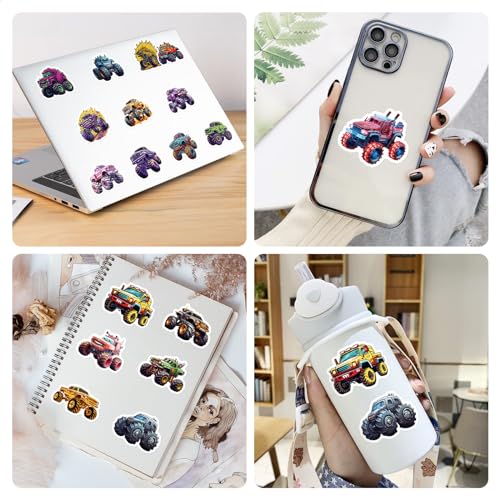 Monster Truck Sticker Set Kinderen Tieners 50 stuks Waterdicht Vinyl Stickers Laptop Skateboard Koffer Helm Auto Fiets mobiele telefoon Motorrijwiel Bike Scrapbook Cadeau dagboek Cups