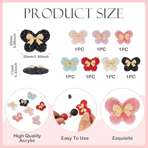 7 stuks strik en vlinder acryl kralen suikerachtige vlinder spacer kralen doorschijnend Frosted gummy snoep dikke kraal voor doe-het-zelf armband ketting sieraden maken 4