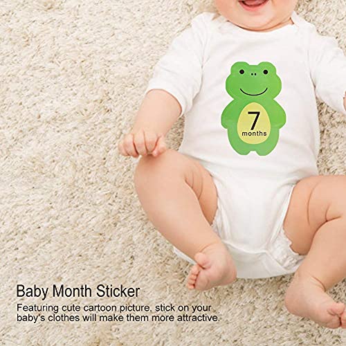 12 st. Baby Monthly Sticker Cartoon Animal Shaped Milestone Memories Photo Props voor 1-12 Maand pasgeboren jongens meisjes 4