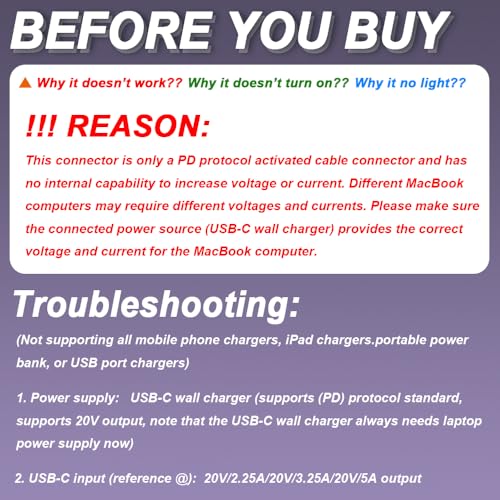 USB C naar Mag-Safe 2 man tot vrouw adapter, type-C PD 100W Power Connector Converter voor Mac Book Air & Pro, ondersteunt 85W/65W/45W Snelle oplader