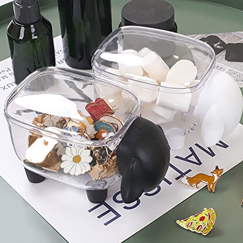 2 st katoenen doekje opbergdoos, mini transparant stofdicht verwijderbare olifant vorm opslag desktop container 4