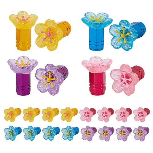 16 Stuks Valve Caps, Hars Bloem Band Valve Caps Legering Decoratieve Valve Caps Hoezen voor auto's, fietsen, vrachtwagens en motorfietsen