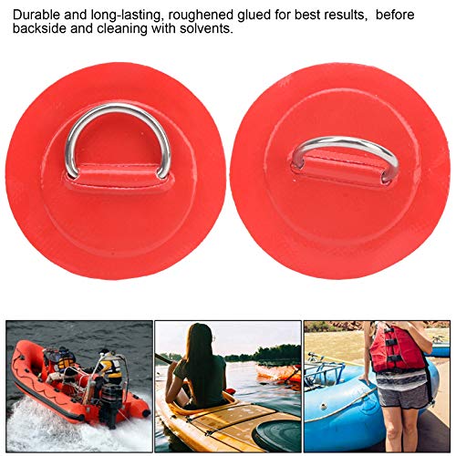 2 stuks Marine Vaste Buckle Paddle Board D-Ring Kajak D-Ring Pad Opblaasbare boot D-Ring Patch met Bungee Cord voor Marine Kayak(Red) 4