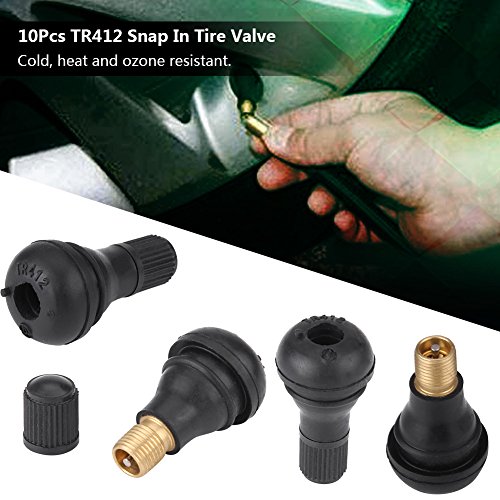 10 st TR412 Rubber Snap in Valve Handvat Set metaal en rubberen auto Snap in Band Band Valve Stam Vervanging voor ATV Lawn, Veelzijdig ontwerp, Hoge temperatuur Valve Cores 4