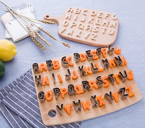 Set van 36 brievenstempels, alfabet, roestvrij stalen cakevorm, met duurzame opslagbox voor cake decoratie, suikerpasta, koekjes, cookies 4