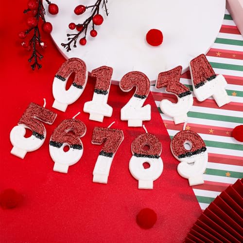 Verjaardag Cake Kaars, rood wit Sparkling Verjaardag Kaars Creative Number Candle Cake Topper Kaars Verjaardag Cake Decoraties voor verjaardag partij decoratie leveringen (3) 3