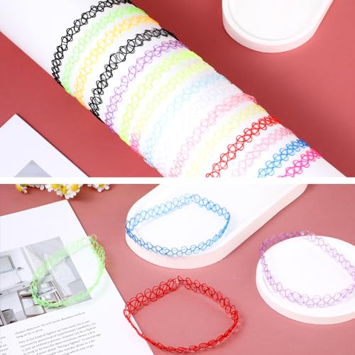 Stretch Hondenhalsband Ketting 16 Piece Rainbow Stretch Collar Punk Gothic Multi-Kleur Elastische Collar Juwelen voor kinderen Tieners Vrouwen Meisjes Plastic, Plastic 3
