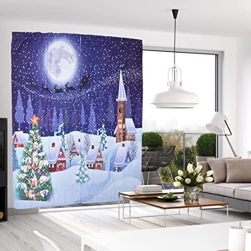 Decoratief gordijn, Kerst gordijnen Classic Design Afdrukken Kerst Traditioneel Winterseizoen Thema Venster Gordijnen voor Slaapkamer Woonkamer(150x166cm 12) 3