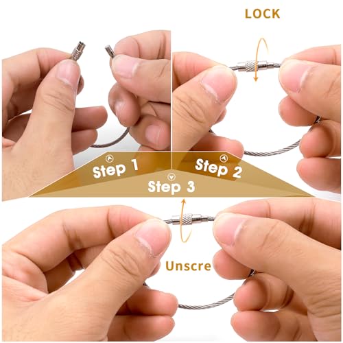 15st Wire Key Chains, Silver Key Ring, Wire Tap Key Ring, Large voor Pet Collars, Bagage, School Bags, Sleutels (1mm x 150mm, Zilver), Zilver, One Size, zilver, Eén maat 4